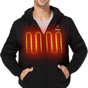 ORORO Unisex Heated Fleece Hoodie with 3Heating Zones, Fleece Hooded